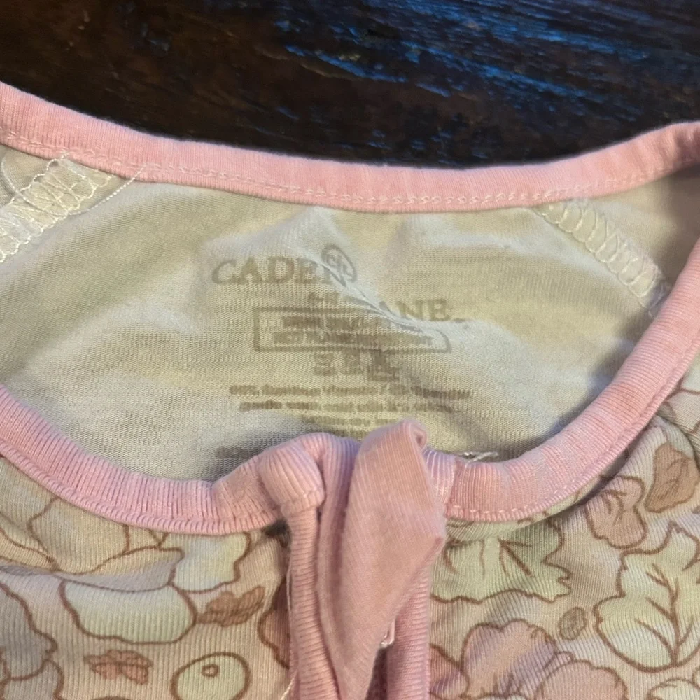 Caden Lane Pink Floral Bamboo Double Zipper Sleeper- Foot and Hand Covers